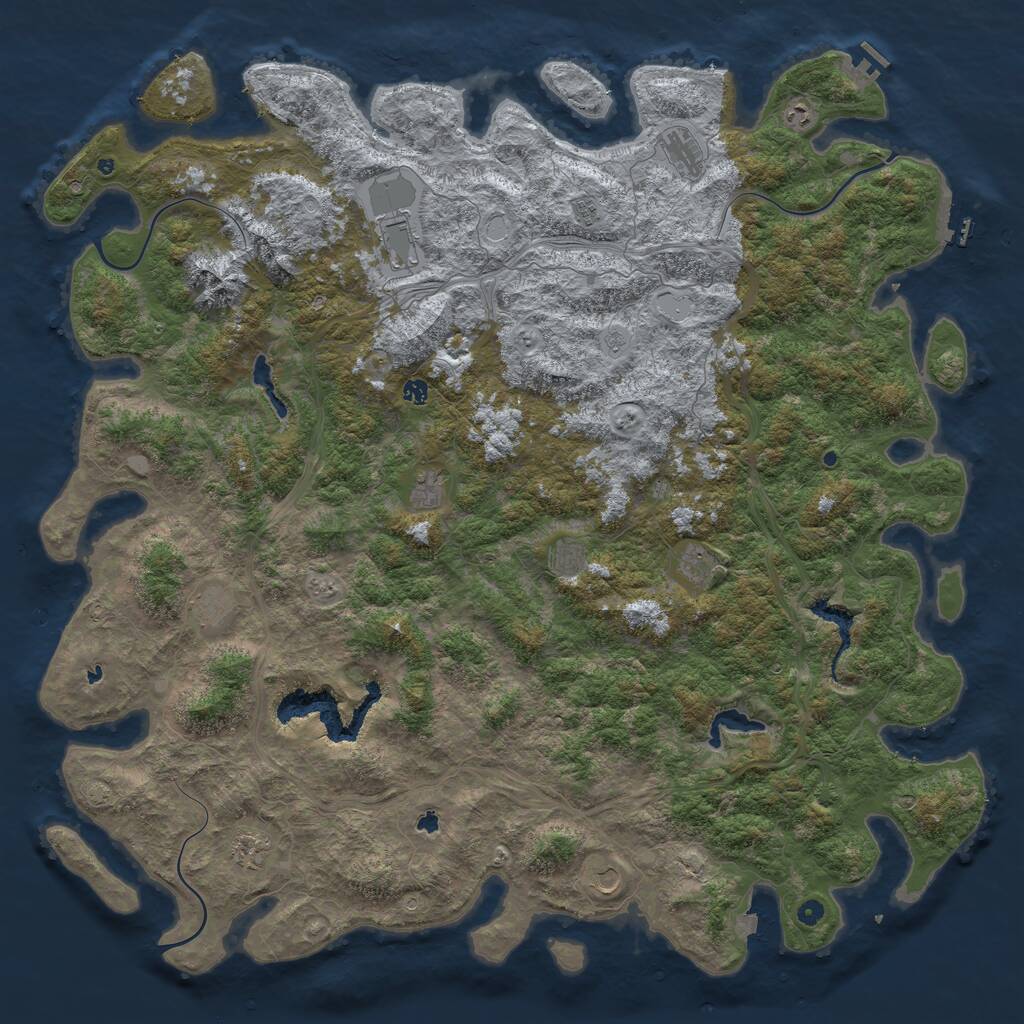 Rust Map: Procedural Map, Size: 6000, Seed: 7357293, 17 Monuments