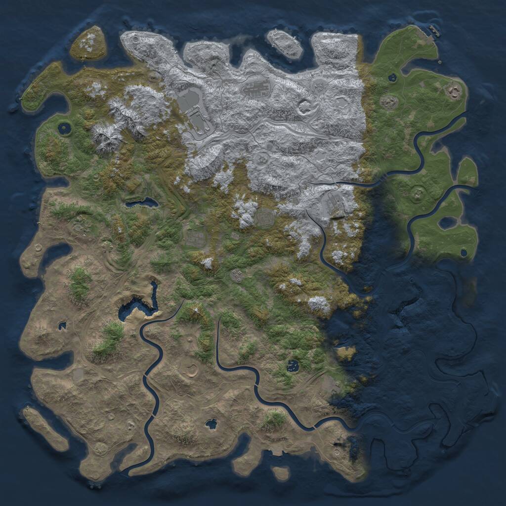 Rust Map: Procedural Map, Size: 6000, Seed: 7357293, 17 Monuments