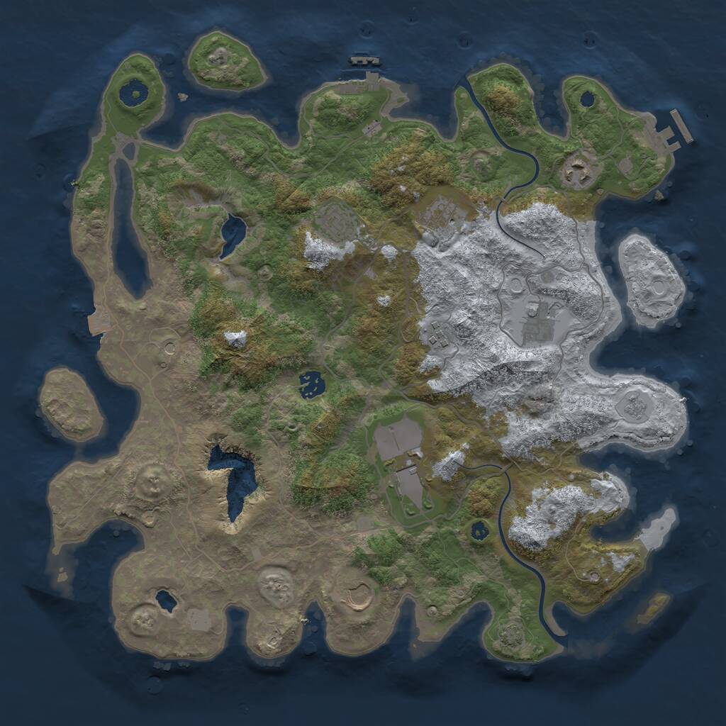 Rust Map: Procedural Map, Size: 4000, Seed: 1205857869, 14 Monuments
