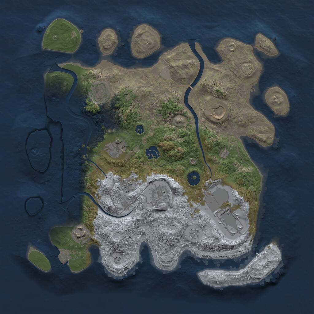 Rust Map: Procedural Map, Size: 3500, Seed: 1532730619, 14 Monuments