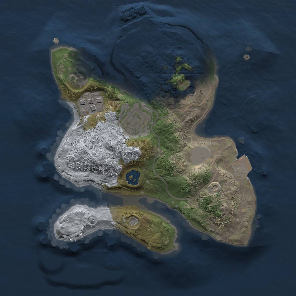 Rust Map: Procedural Map, Size: 2000, Seed: 1273786312, 5 Monuments