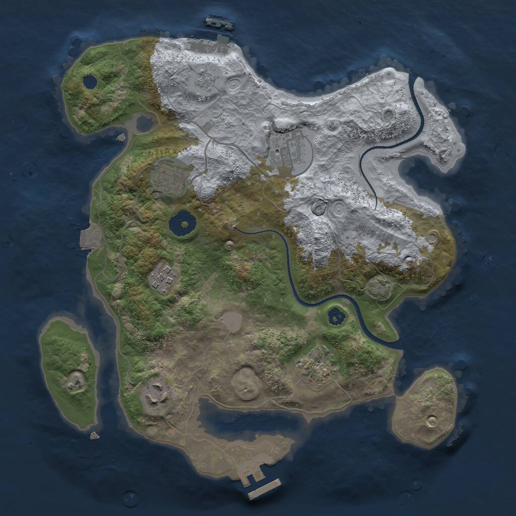 Rust Map: Procedural Map, Size: 3000, Seed: 477435915, 10 Monuments