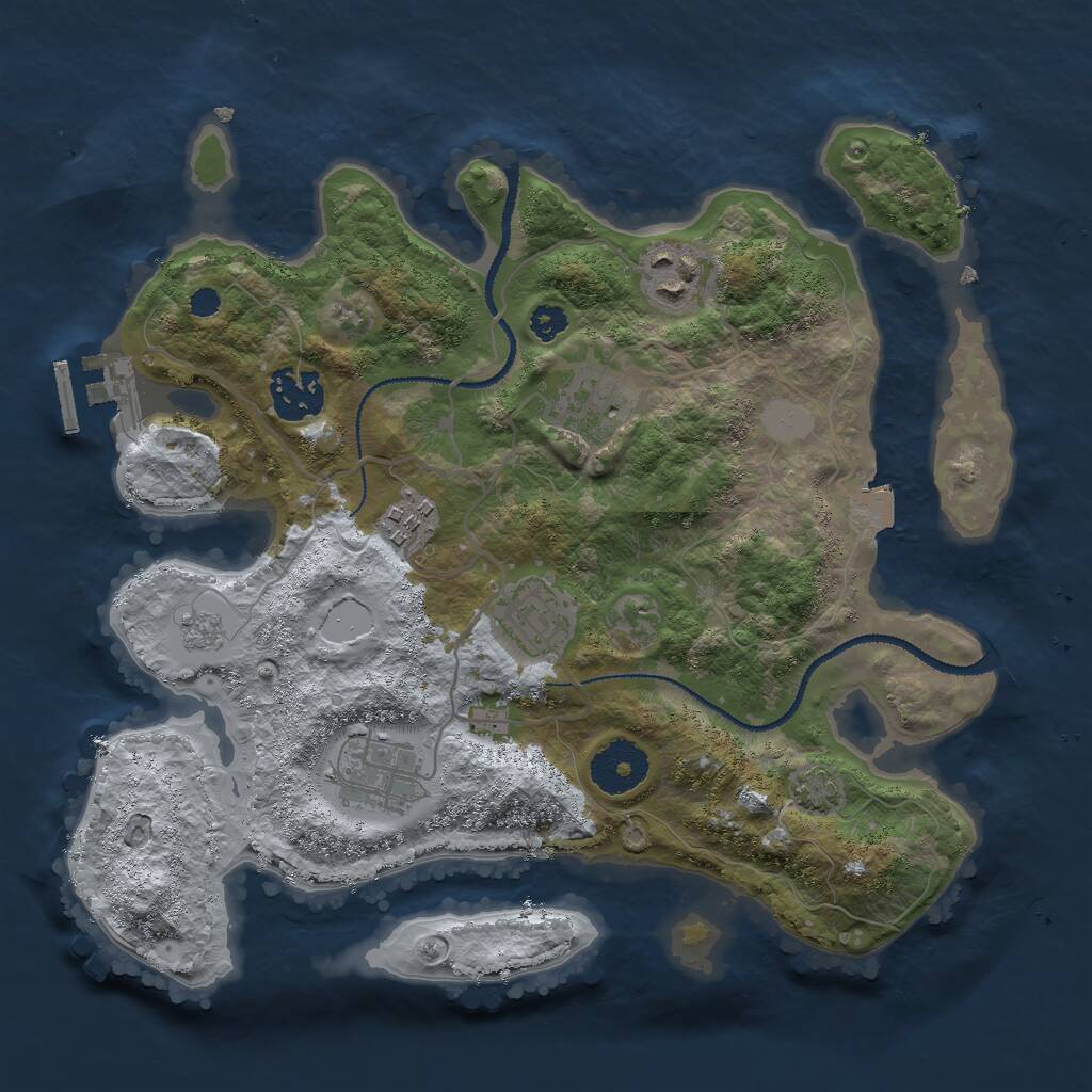 Rust Map: Procedural Map, Size: 3000, Seed: 18084, 10 Monuments