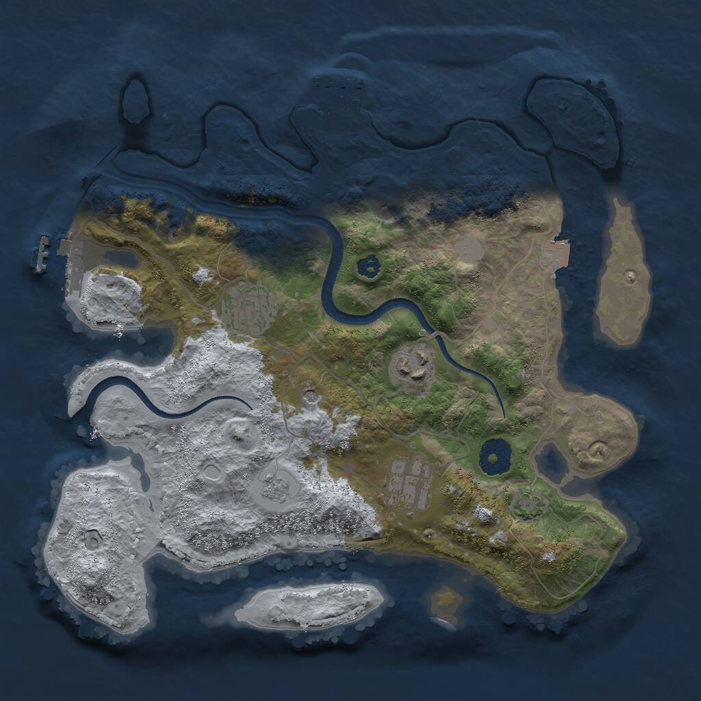 Rust Map: Procedural Map, Size: 3000, Seed: 18084, 9 Monuments