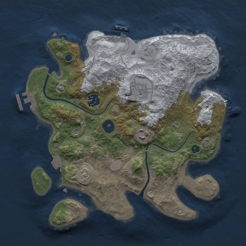 Rust Map: Procedural Map, Size: 3000, Seed: 649179555, 9 Monuments