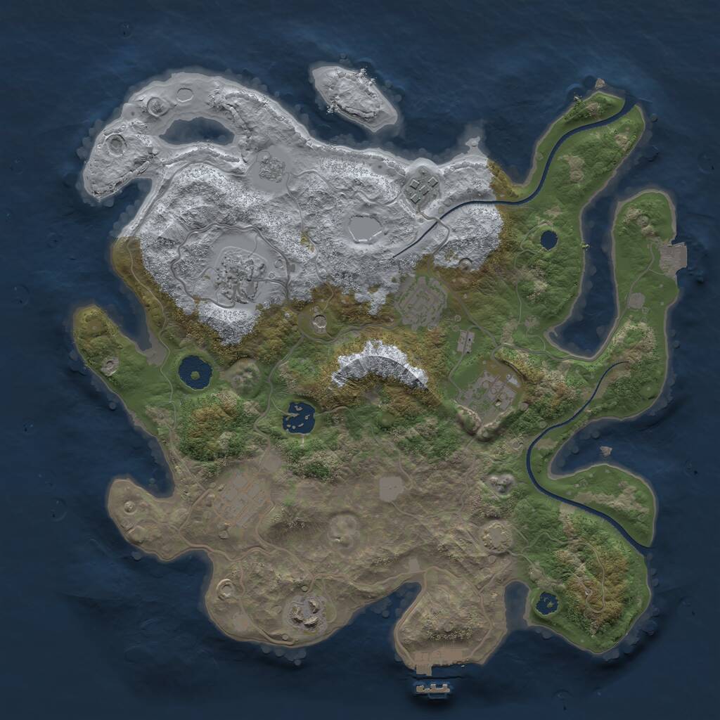 Rust Map: Procedural Map, Size: 3300, Seed: 1070001228, 12 Monuments