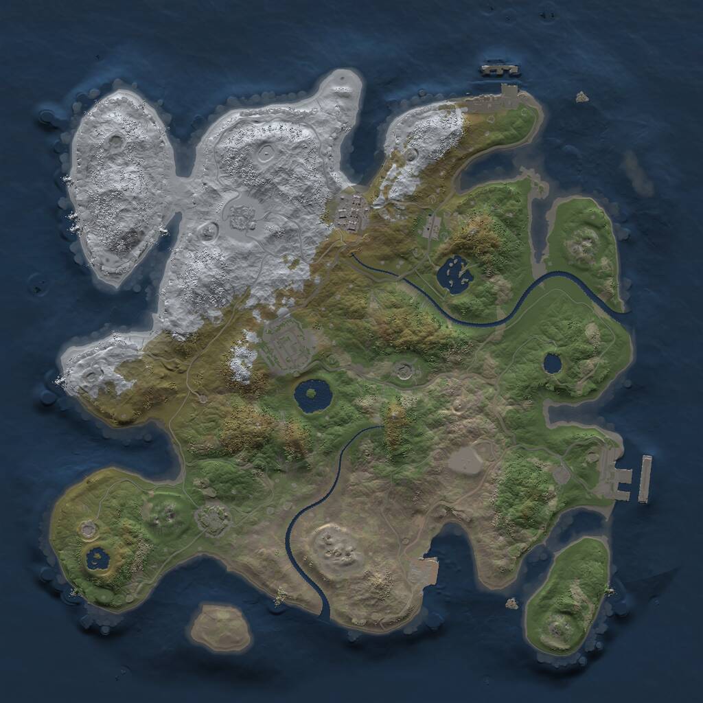 Rust Map: Procedural Map, Size: 3000, Seed: 98532398, 9 Monuments