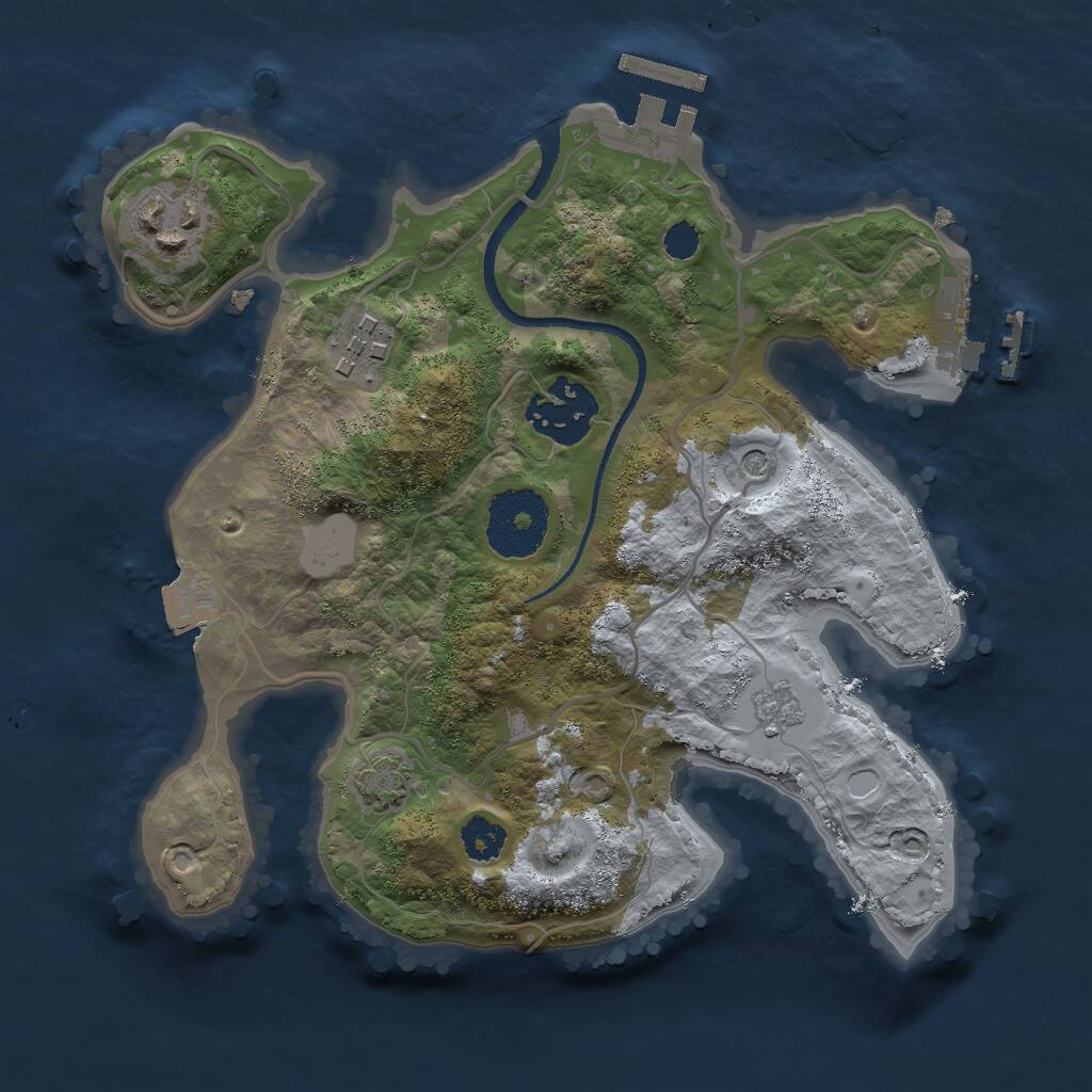 Rust Map: Procedural Map, Size: 2500, Seed: 1537240130, 9 Monuments