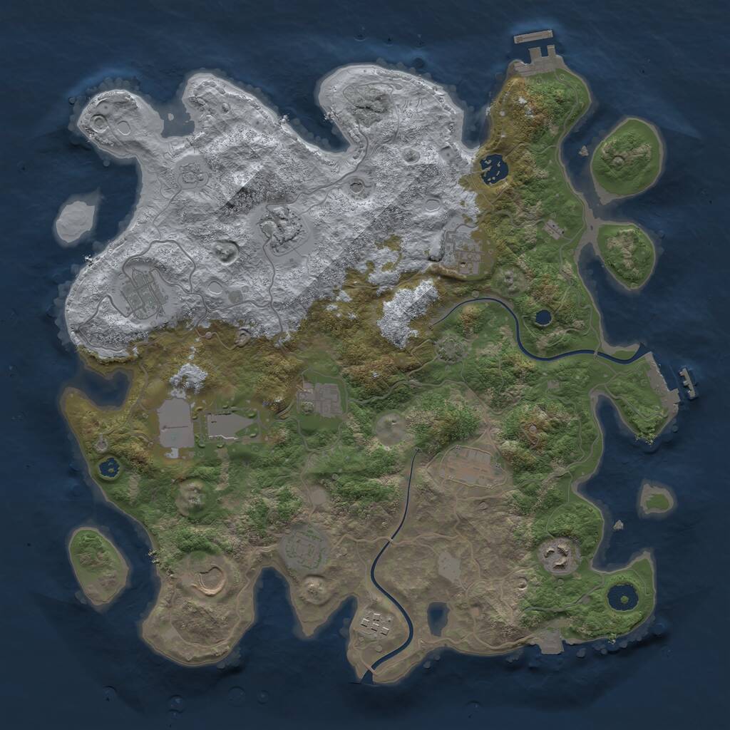 Rust Map: Procedural Map, Size: 3800, Seed: 302747577, 17 Monuments