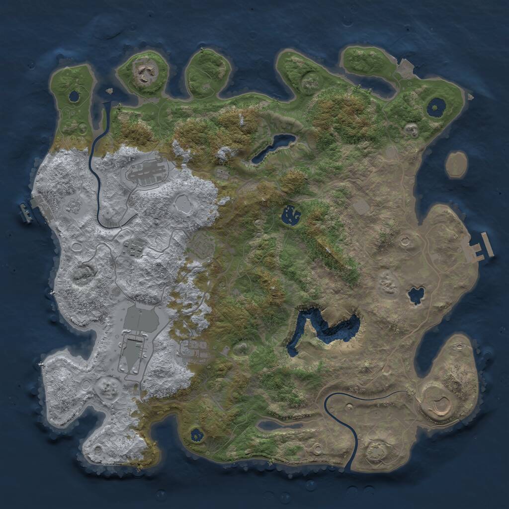 Rust Map: Procedural Map, Size: 4000, Seed: 1075209846, 14 Monuments