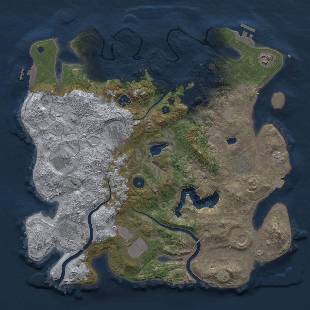 Rust Map: Procedural Map, Size: 4000, Seed: 1075209846, 16 Monuments