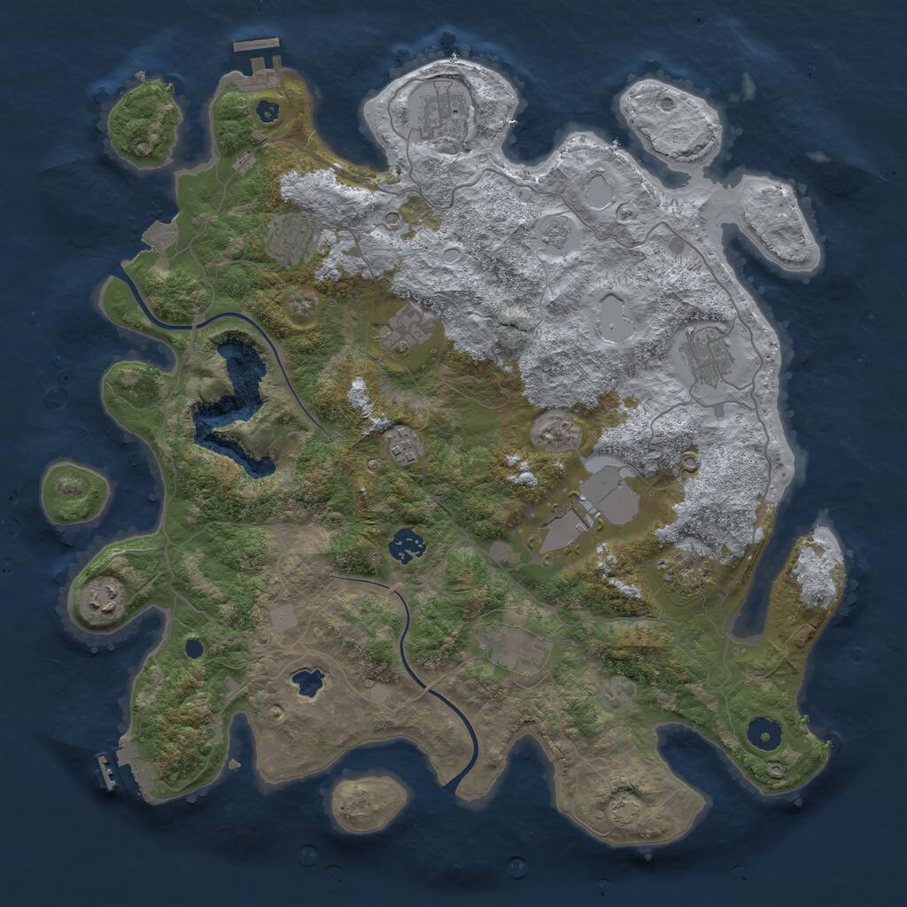 Rust Map: Procedural Map, Size: 4000, Seed: 370687279, 16 Monuments