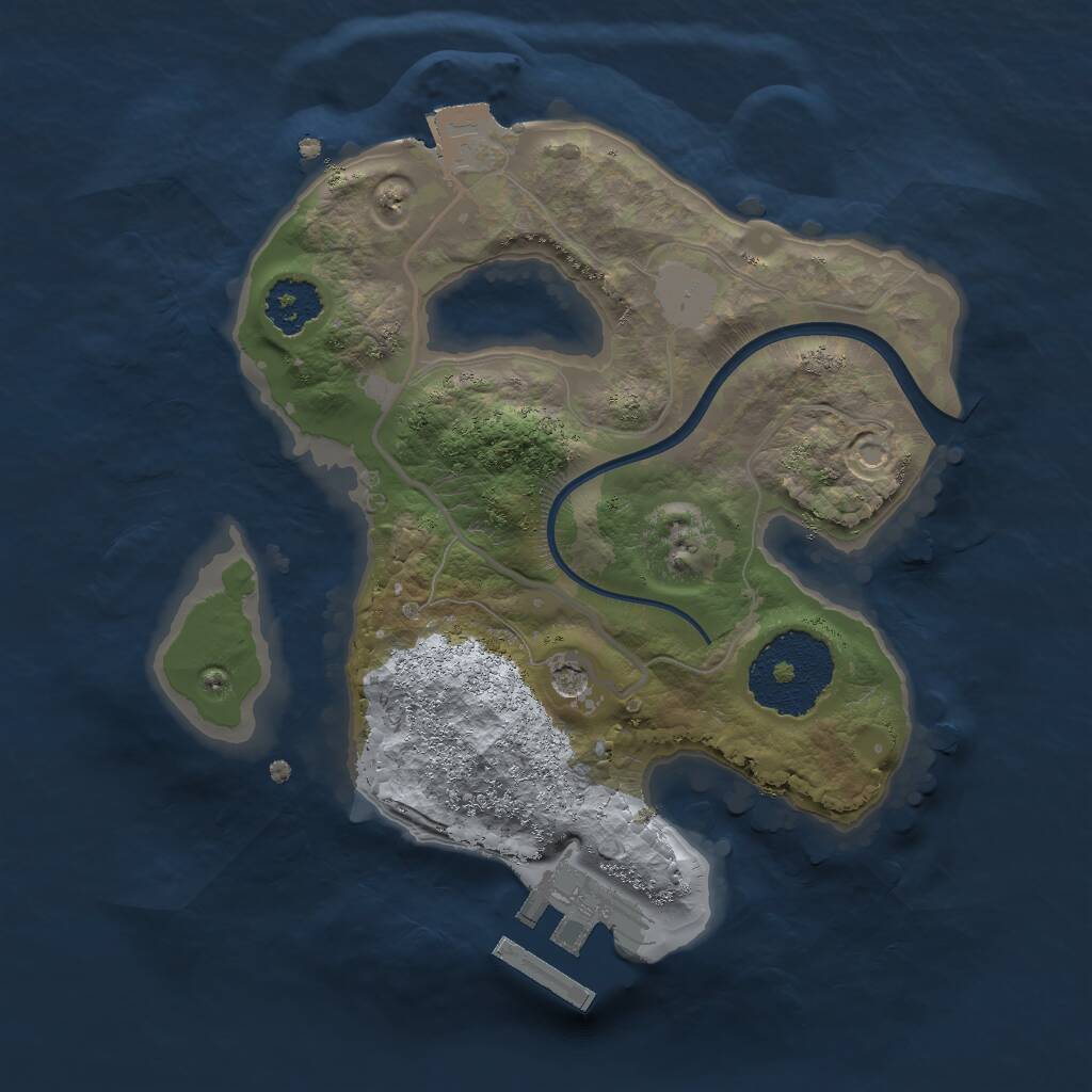 Rust Map: Procedural Map, Size: 2000, Seed: 1633991348, 3 Monuments