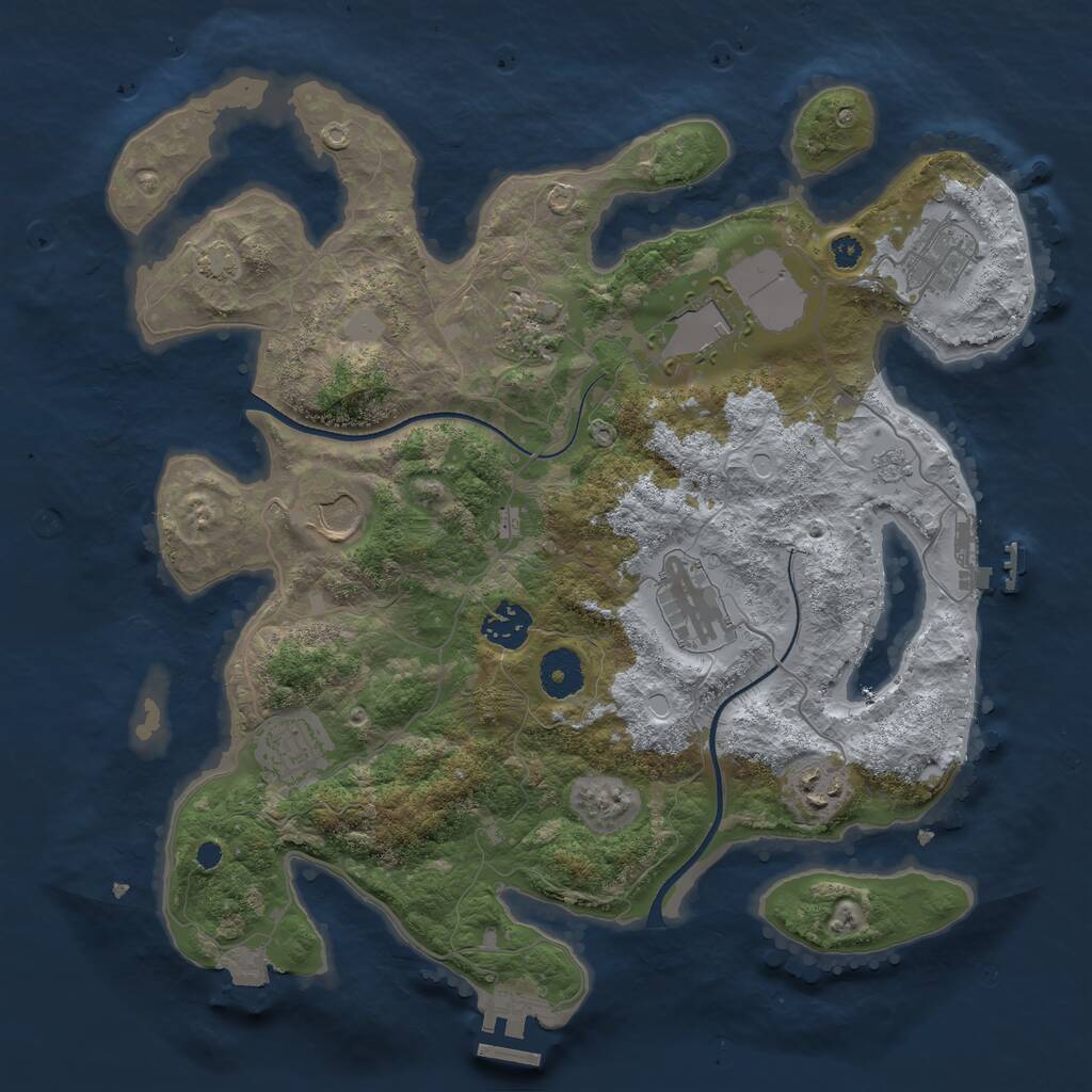 Rust Map: Procedural Map, Size: 3500, Seed: 342226139, 13 Monuments