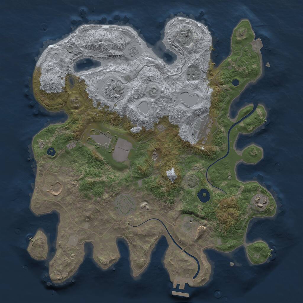 Rust Map: Procedural Map, Size: 3500, Seed: 1761123181, 13 Monuments