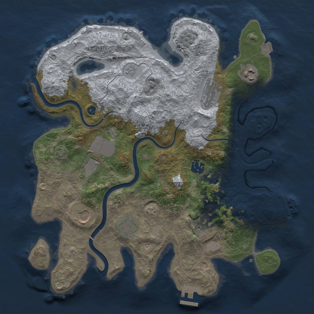 Rust Map: Procedural Map, Size: 3500, Seed: 1761123181, 14 Monuments