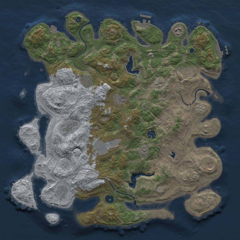 Rust Map: Procedural Map, Size: 4250, Seed: 1118017396, 16 Monuments