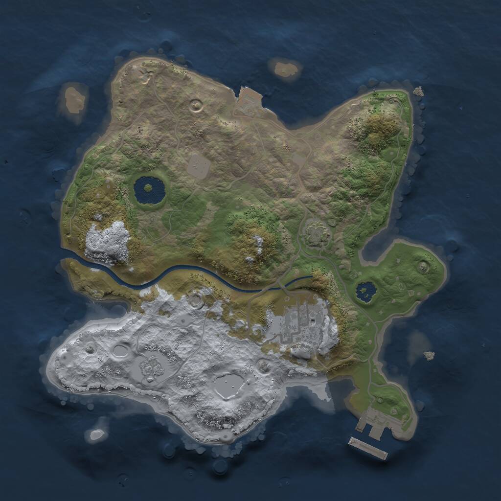 Rust Map: Procedural Map, Size: 2500, Seed: 481779712, 5 Monuments