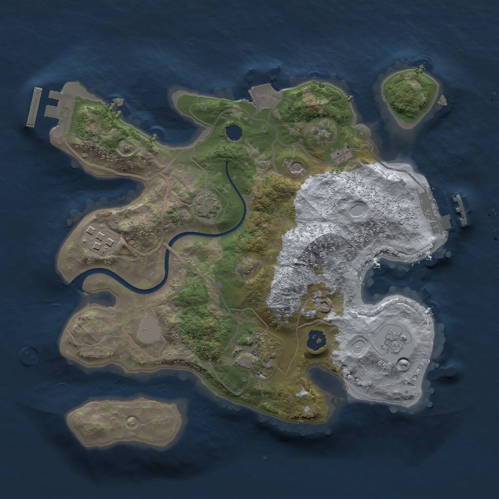 Rust Map: Procedural Map, Size: 2500, Seed: 644299917, 8 Monuments