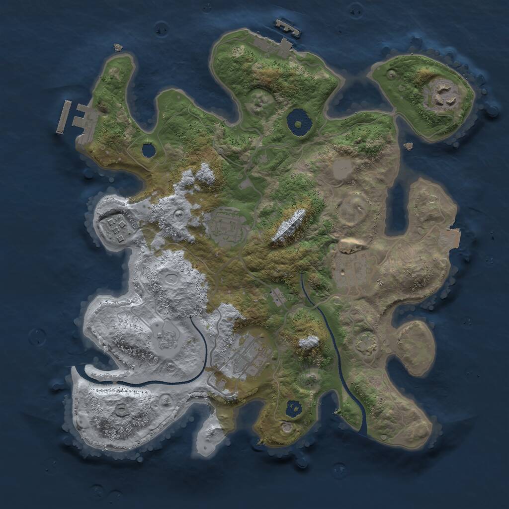 Rust Map: Procedural Map, Size: 3000, Seed: 1304432582, 10 Monuments