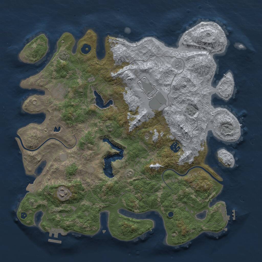 Rust Map: Procedural Map, Size: 4000, Seed: 126657789, 13 Monuments