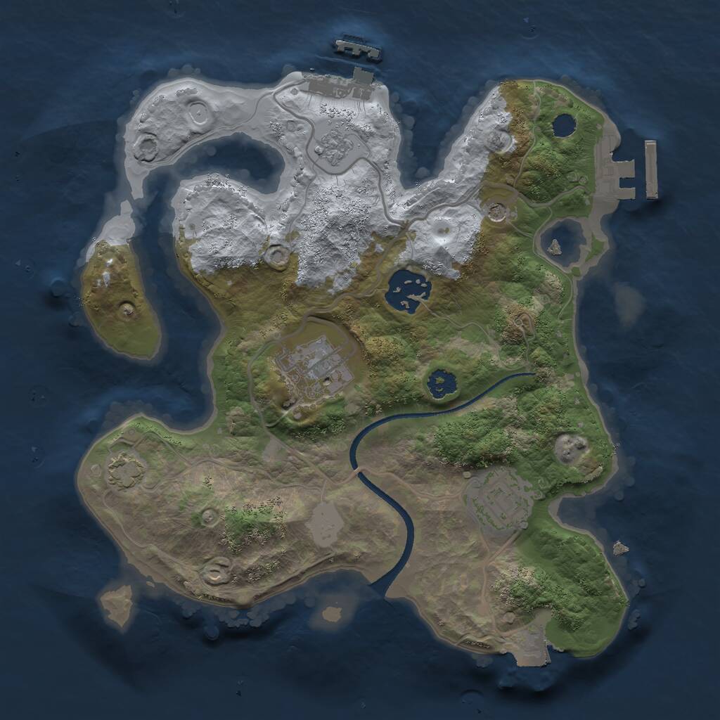 Rust Map: Procedural Map, Size: 2500, Seed: 2013404516, 9 Monuments