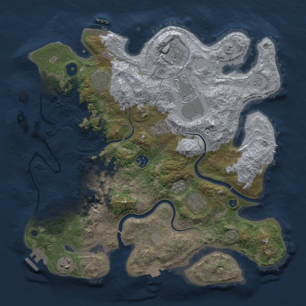 Rust Map: Procedural Map, Size: 3750, Seed: 330229625, 17 Monuments