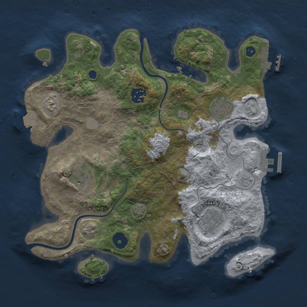 Rust Map: Procedural Map, Size: 3000, Seed: 51957, 10 Monuments