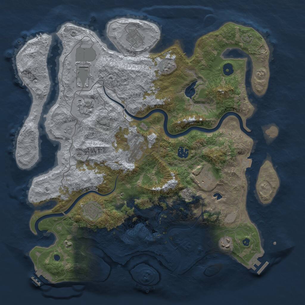Rust Map: Procedural Map, Size: 4000, Seed: 1367433685, 17 Monuments
