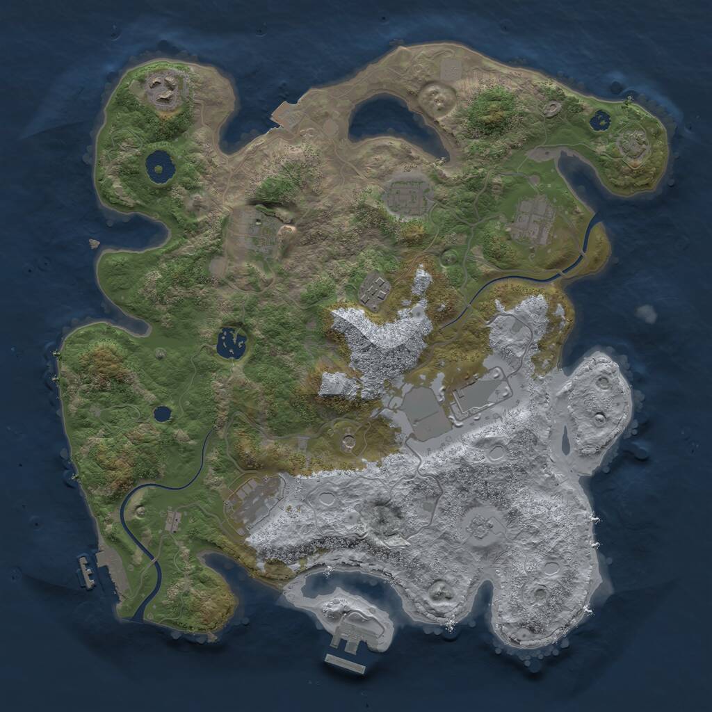 Rust Map: Procedural Map, Size: 3500, Seed: 846223098, 14 Monuments