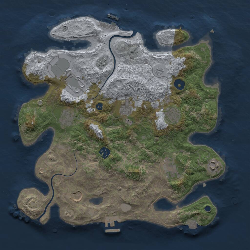 Rust Map: Procedural Map, Size: 3500, Seed: 1536070365, 14 Monuments