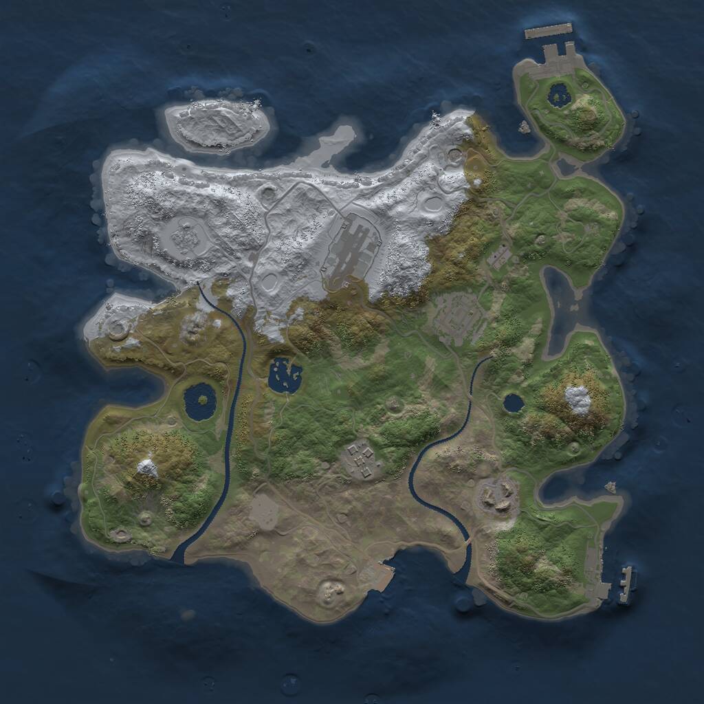 Rust Map: Procedural Map, Size: 3000, Seed: 2060859878, 10 Monuments