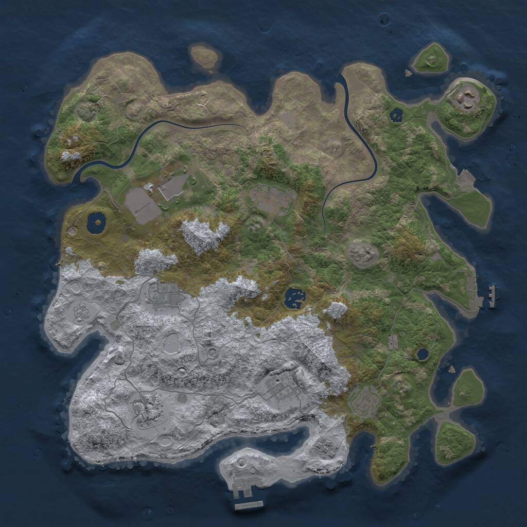 Rust Map: Procedural Map, Size: 3750, Seed: 393840161, 15 Monuments