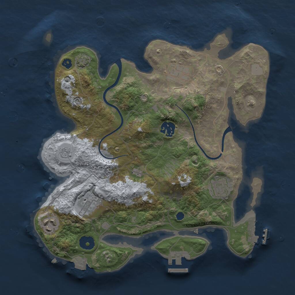 Rust Map: Procedural Map, Size: 3000, Seed: 7635453, 10 Monuments