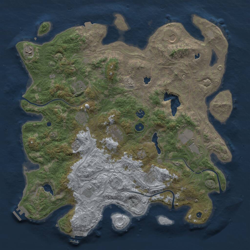 Rust Map: Procedural Map, Size: 4500, Seed: 5362, 16 Monuments