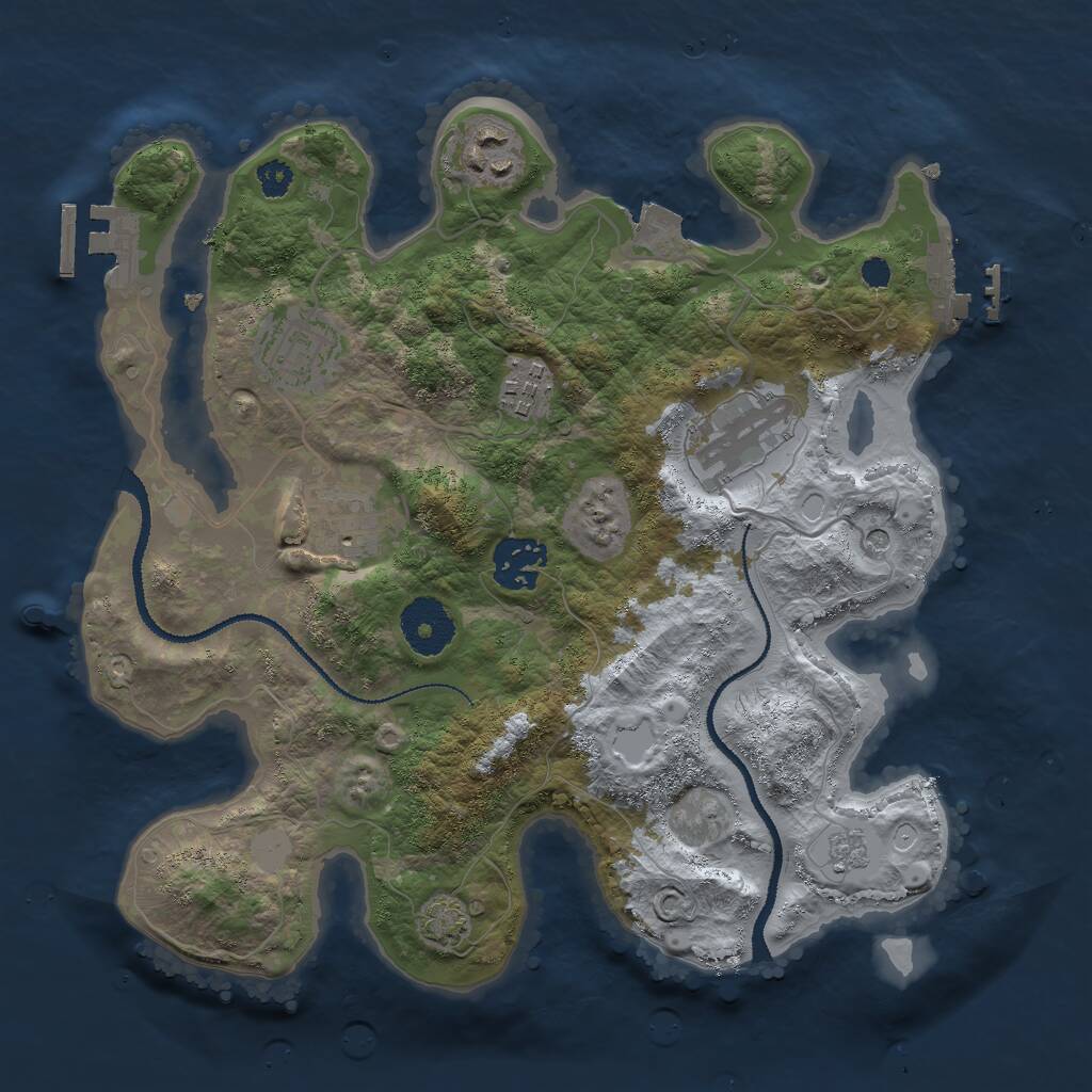 Rust Map: Procedural Map, Size: 3000, Seed: 1006530456, 12 Monuments