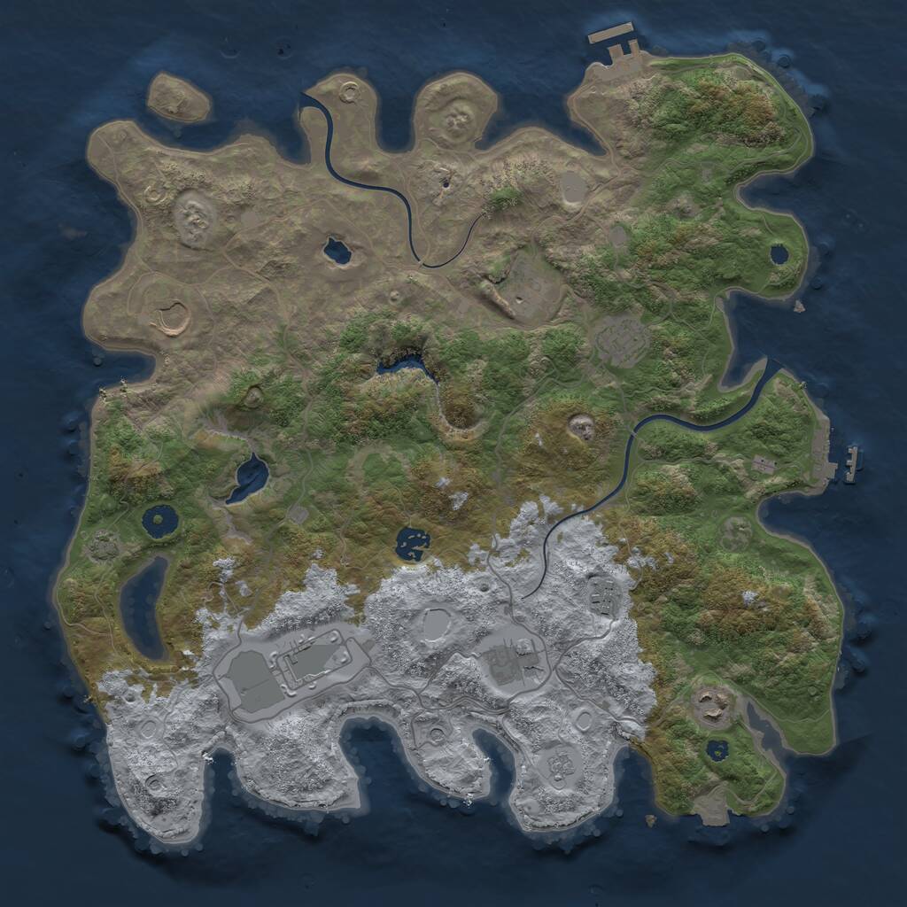 Rust Map: Procedural Map, Size: 4000, Seed: 1370844331, 14 Monuments