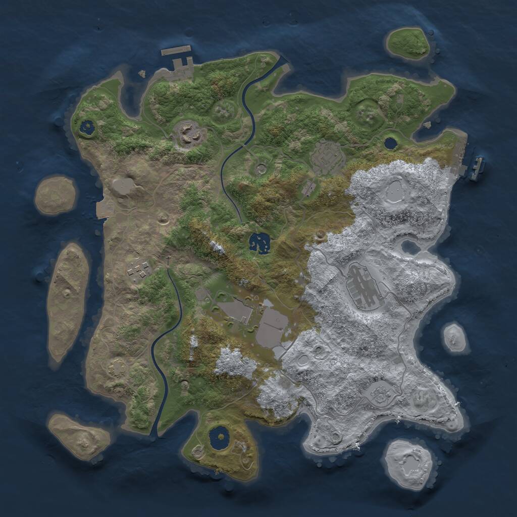 Rust Map: Procedural Map, Size: 3500, Seed: 953706024, 12 Monuments