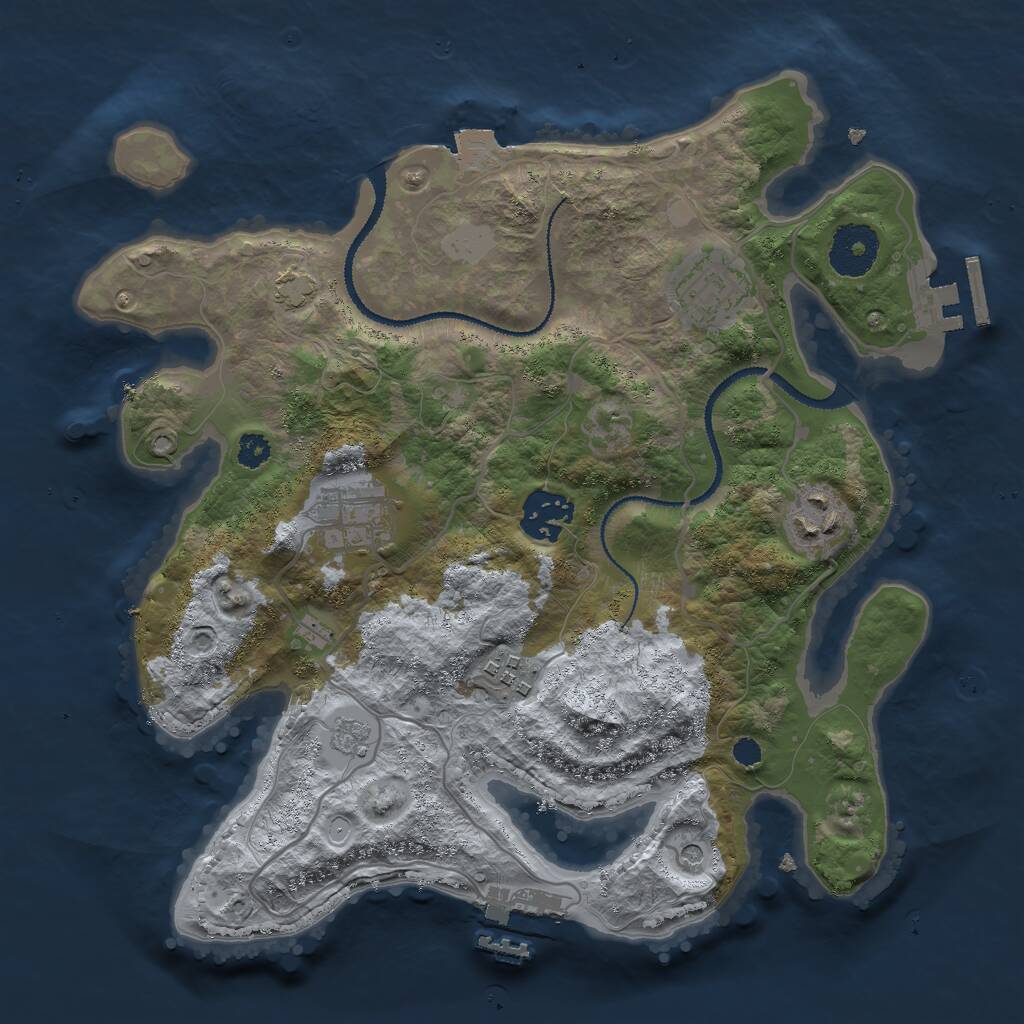 Rust Map: Procedural Map, Size: 3000, Seed: 160269366, 11 Monuments