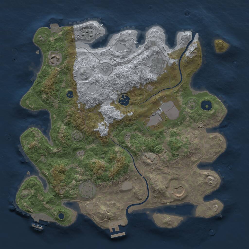 Rust Map: Procedural Map, Size: 3500, Seed: 1342784171, 13 Monuments