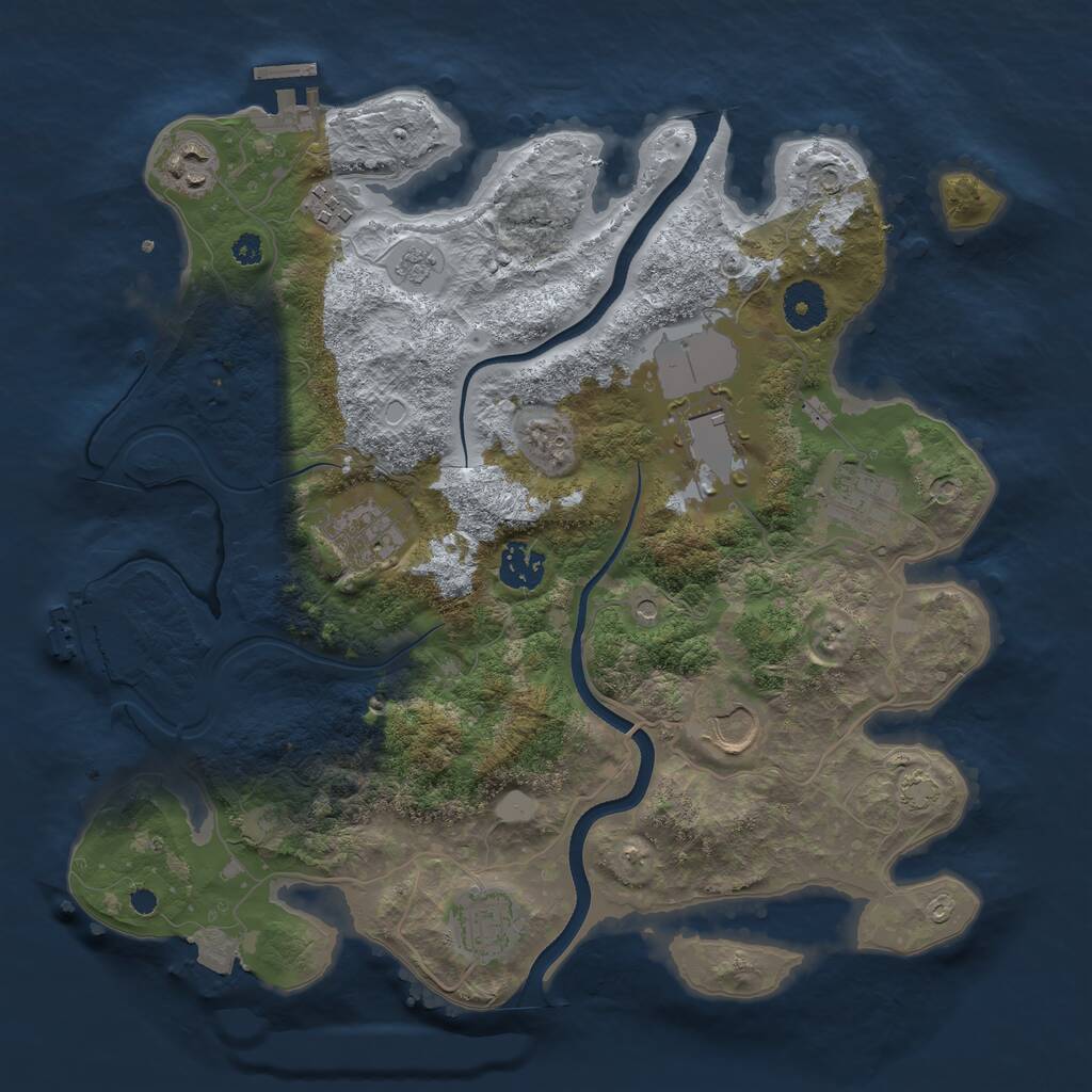 Rust Map: Procedural Map, Size: 3500, Seed: 1342784171, 14 Monuments