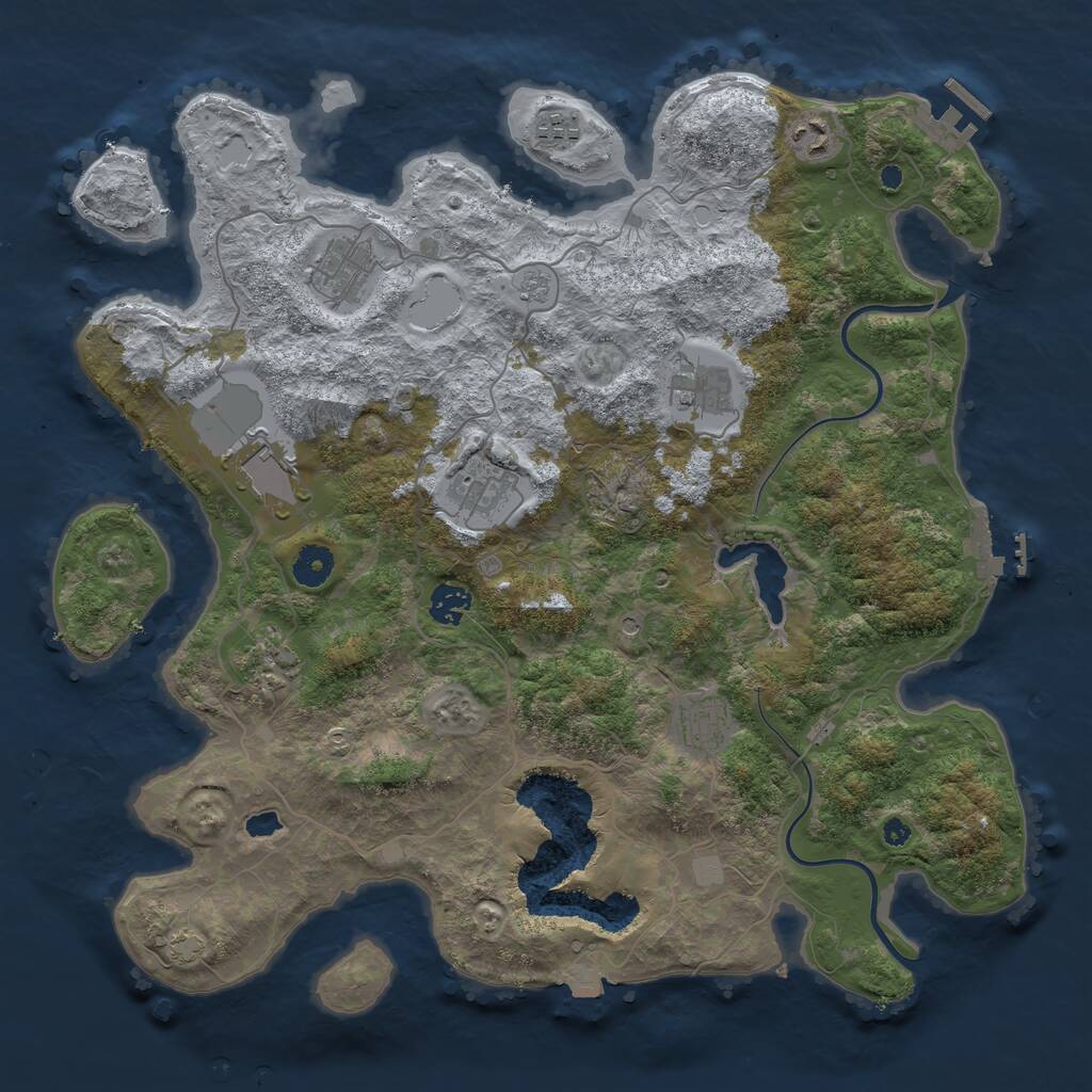 Rust Map: Procedural Map, Size: 4000, Seed: 849332445, 15 Monuments