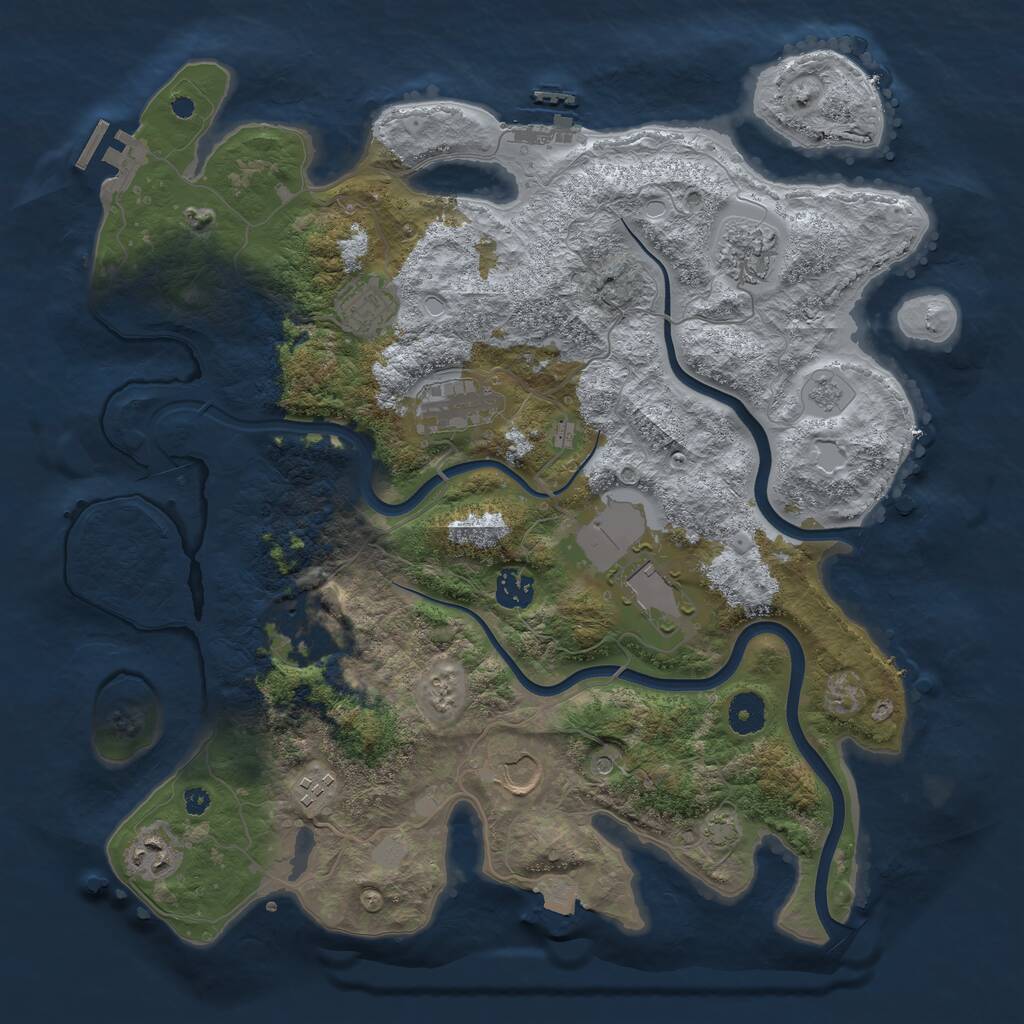 Rust Map: Procedural Map, Size: 3850, Seed: 9236713, 15 Monuments