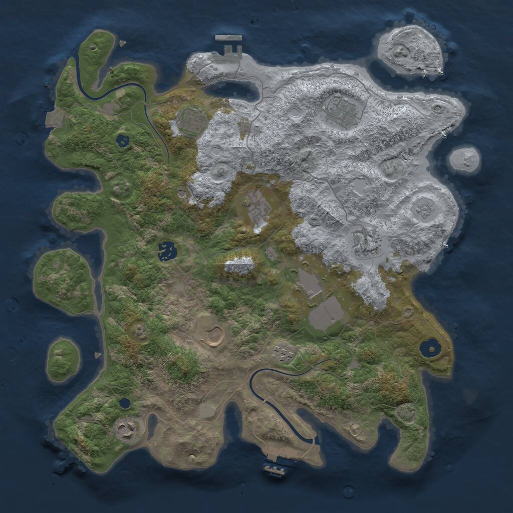 Rust Map: Procedural Map, Size: 3850, Seed: 9236713, 15 Monuments