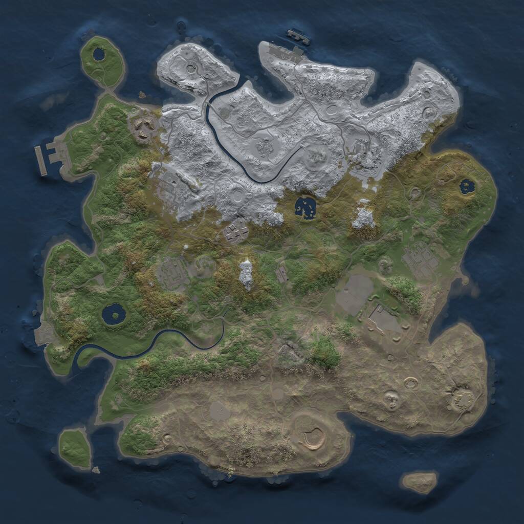 Rust Map: Procedural Map, Size: 3500, Seed: 1955670970, 15 Monuments