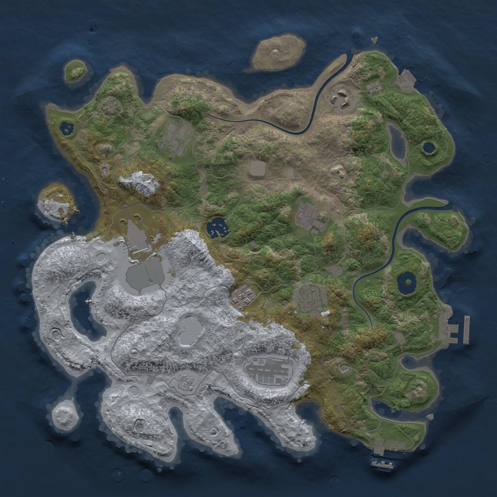 Rust Map: Procedural Map, Size: 3500, Seed: 1817318419, 14 Monuments