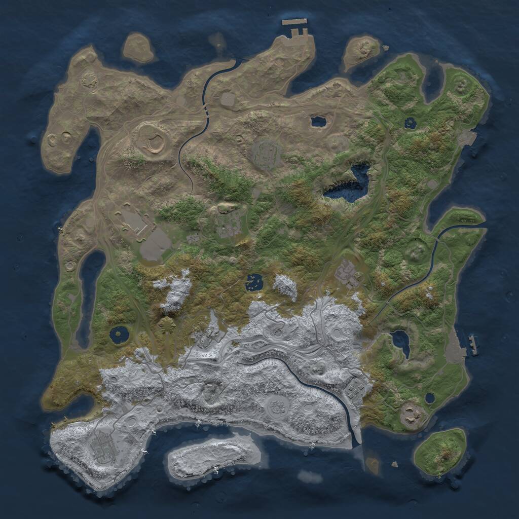 Rust Map: Procedural Map, Size: 4250, Seed: 1803386215, 16 Monuments