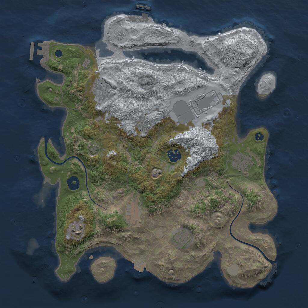 Rust Map: Procedural Map, Size: 3500, Seed: 1686565830, 14 Monuments