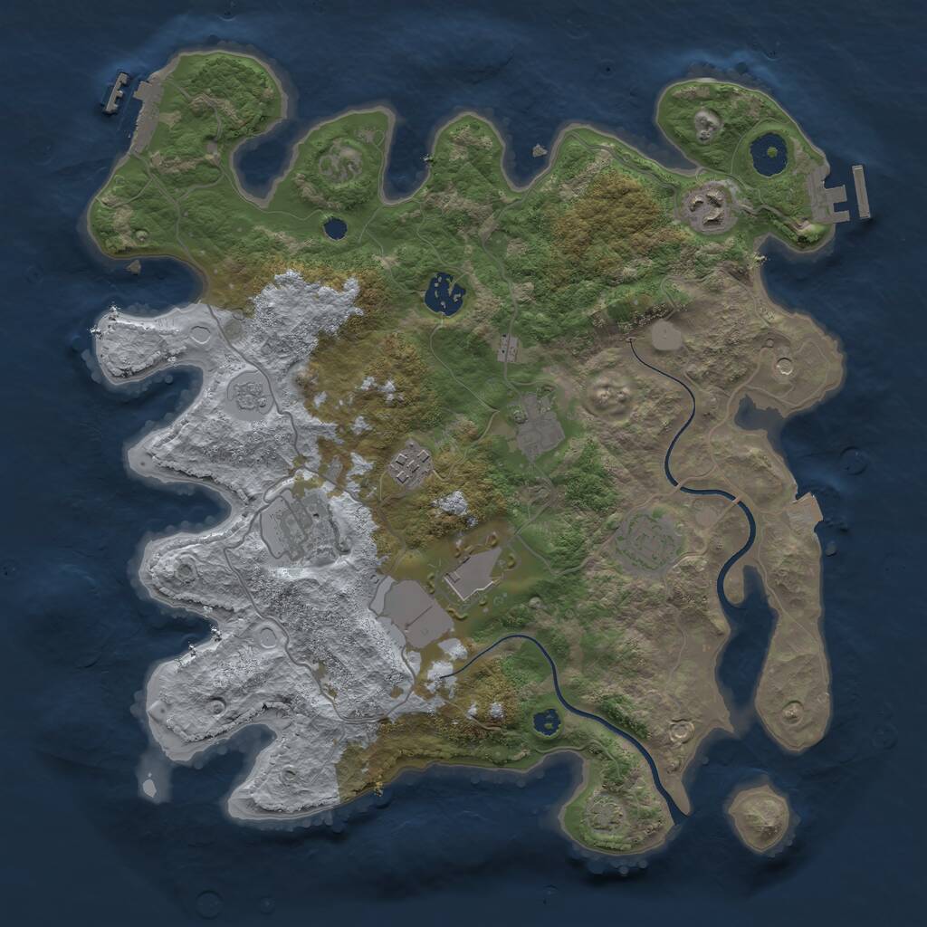 Rust Map: Procedural Map, Size: 3500, Seed: 2534654, 13 Monuments