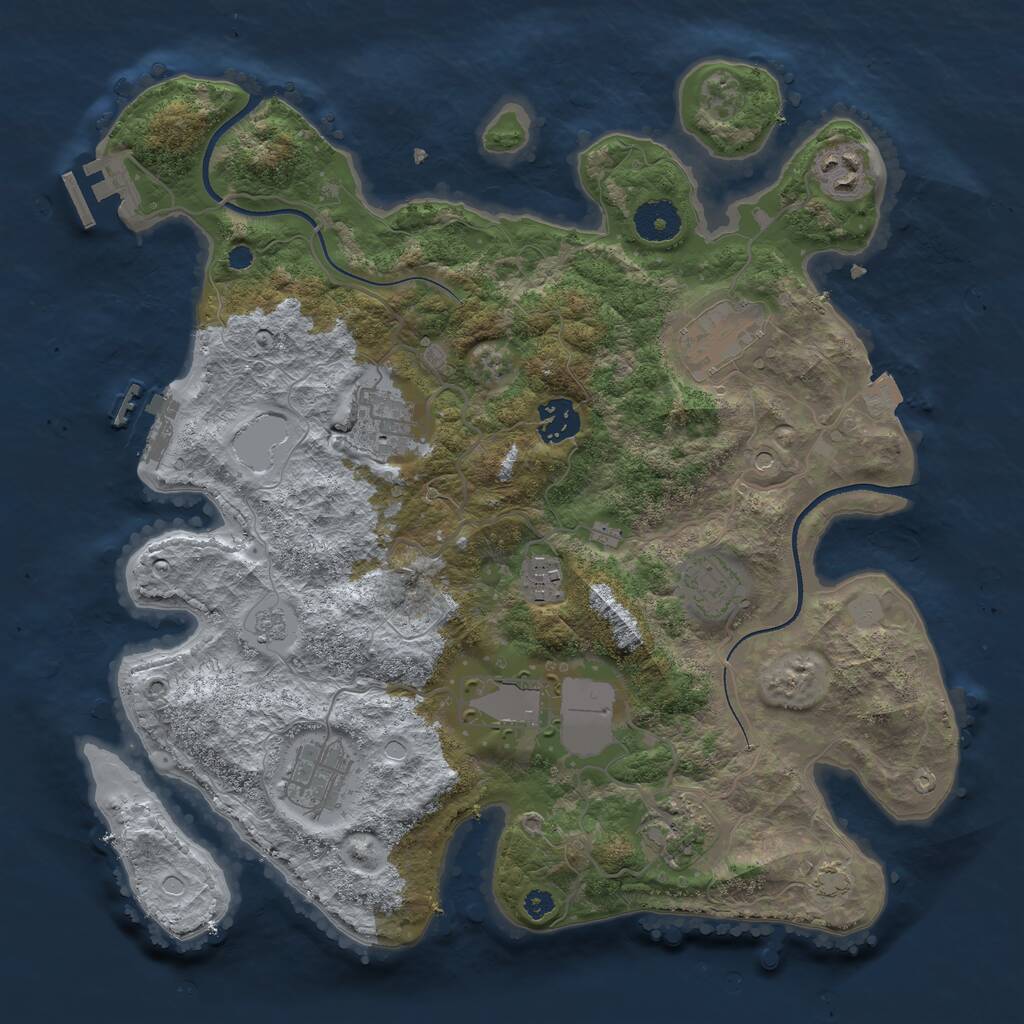 Rust Map: Procedural Map, Size: 3500, Seed: 1195503076, 15 Monuments